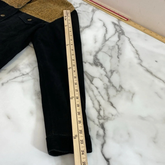 Margaret Godfrey Suede Leather Jacket Women Size Medium Black Tan Leopard Animal - Picture 12 of 12